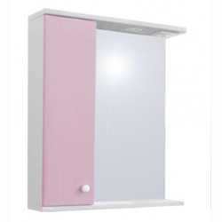 Шкаф-зеркало DEQER ЭКО Далия со светом 60, 60х75 см, правый, розовый