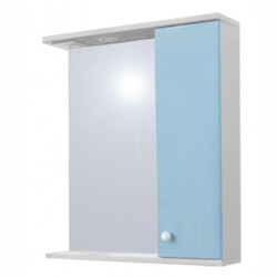 Шкаф-зеркало DEQER ЭКО Далия со светом 60, 60х75 см, правый, голубой