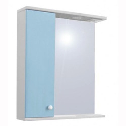 Шкаф-зеркало DEQER ЭКО Далия со светом 60, 60х75 см, левый, голубой