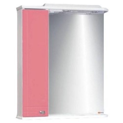 Шкаф-зеркало Домино Блик-55С, 61х73 см, левый, розовый
