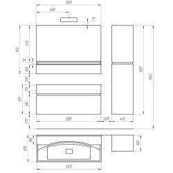 Шкаф-пенал навесной Valente Tagliare 5 Т5 51, 40x165 см, левый, бордо